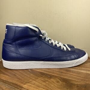 Nike Blazer Mid Premium Blue Mens Blue White Size 15 High Top Shoes 429988-402